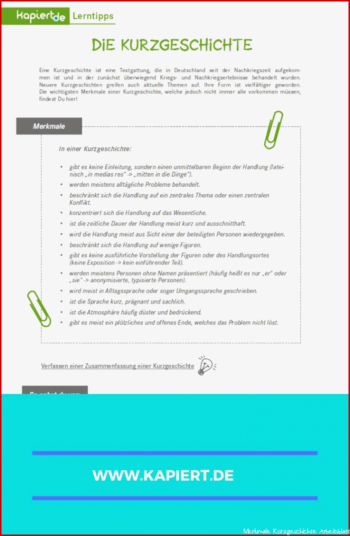 Lerntipp Die Kurzgeschichte