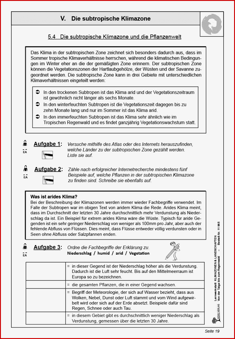 Lernwerkstatt Klimazonen & Landschaften 9 J 56 S