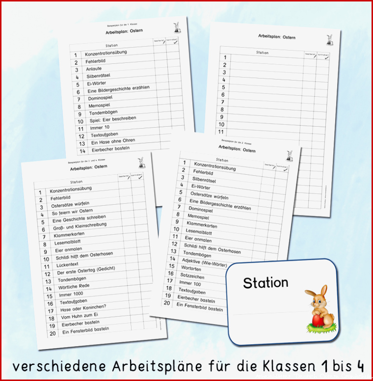 Lernwerkstatt zu Ostern für Grundschule