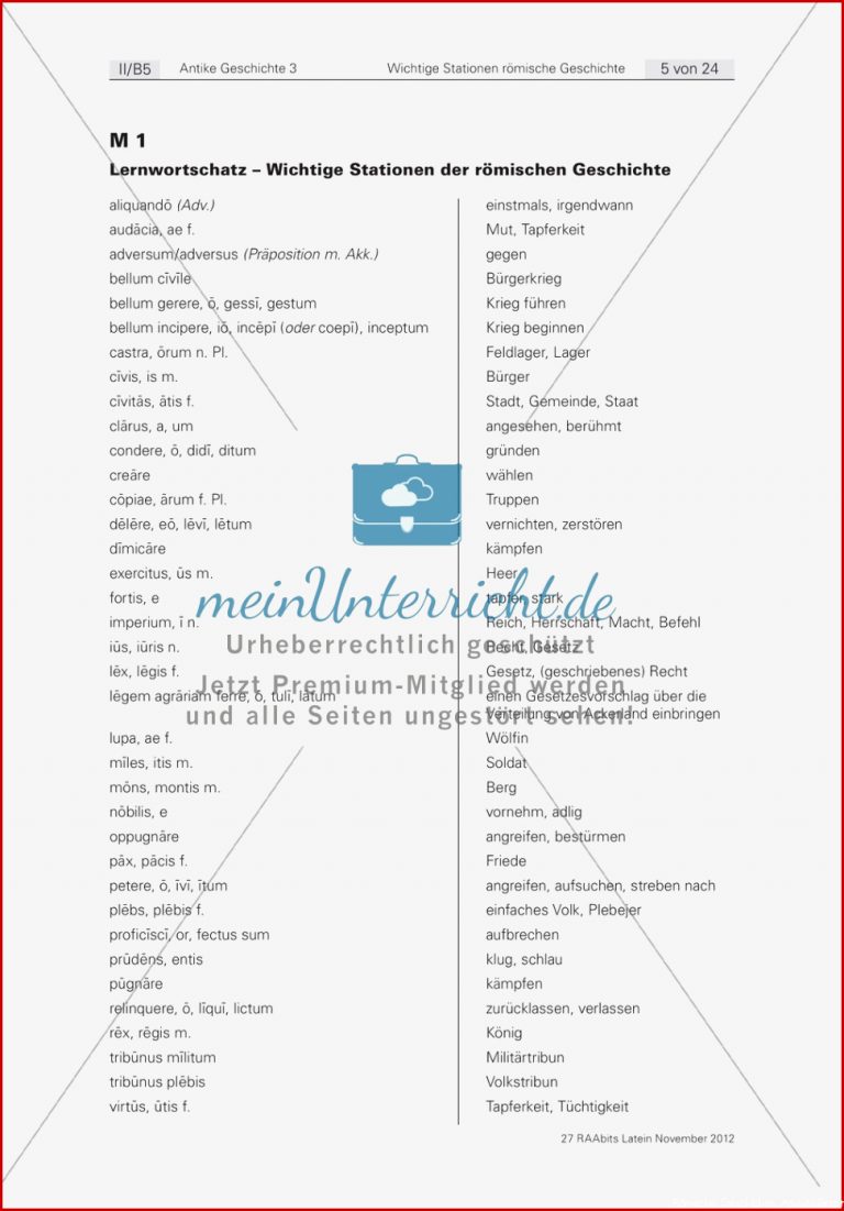 Lernwortschatz und Zeitstrahl zu wichtigen Ereignissen der