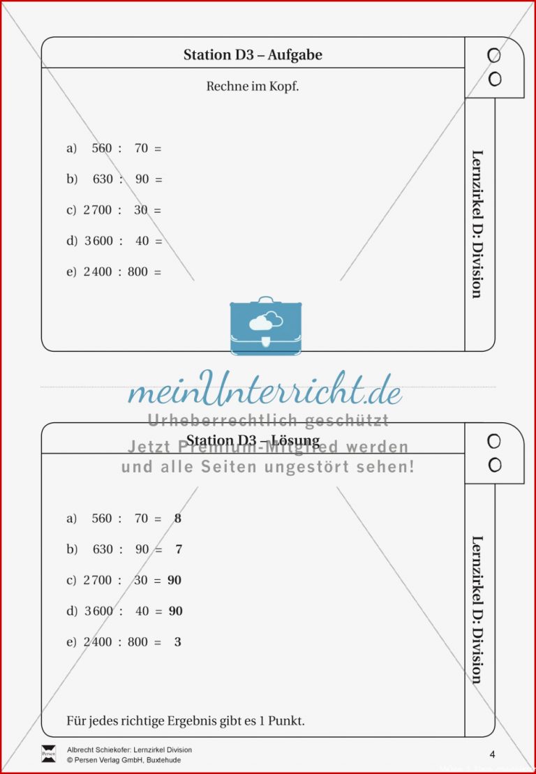 Lernzirkel Division Fachausdrücke Teilbarkeit Division