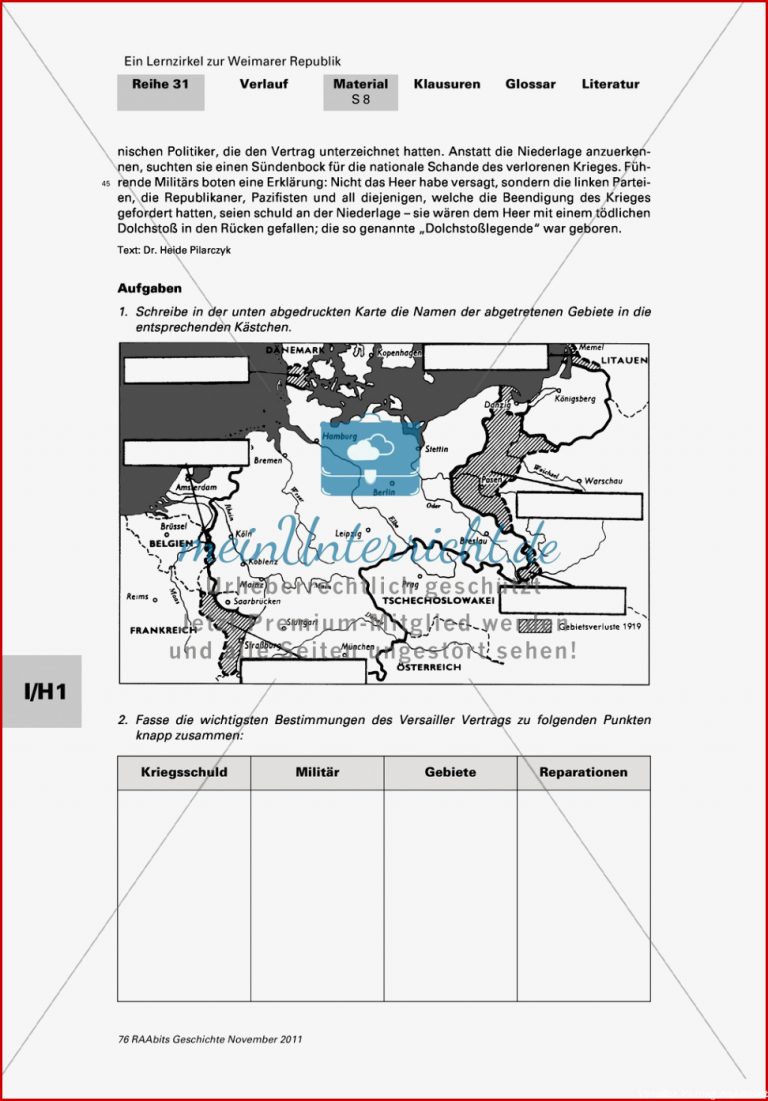 Lernzirkel zur Weimarer Republik und den Ursachen ihres