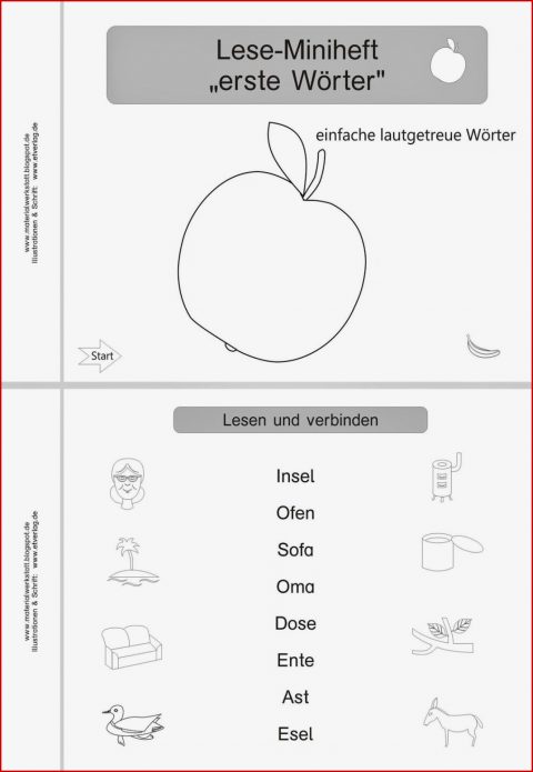 Lese Miniheft "erste Wörter"