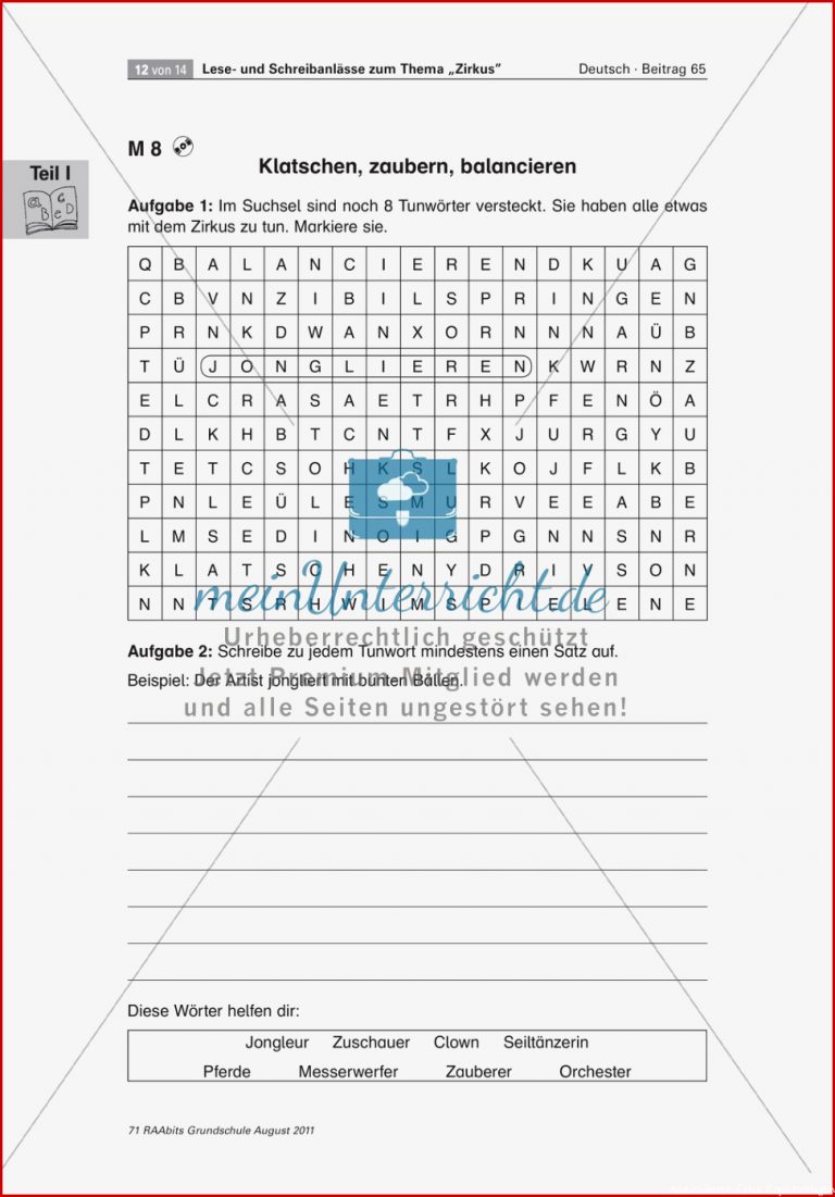 Lese Und Schreibanlässe Zum thema "zirkus" Meinunterricht