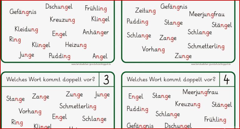 Lese Und Schreibkärtchen Zu Ng Wörtern