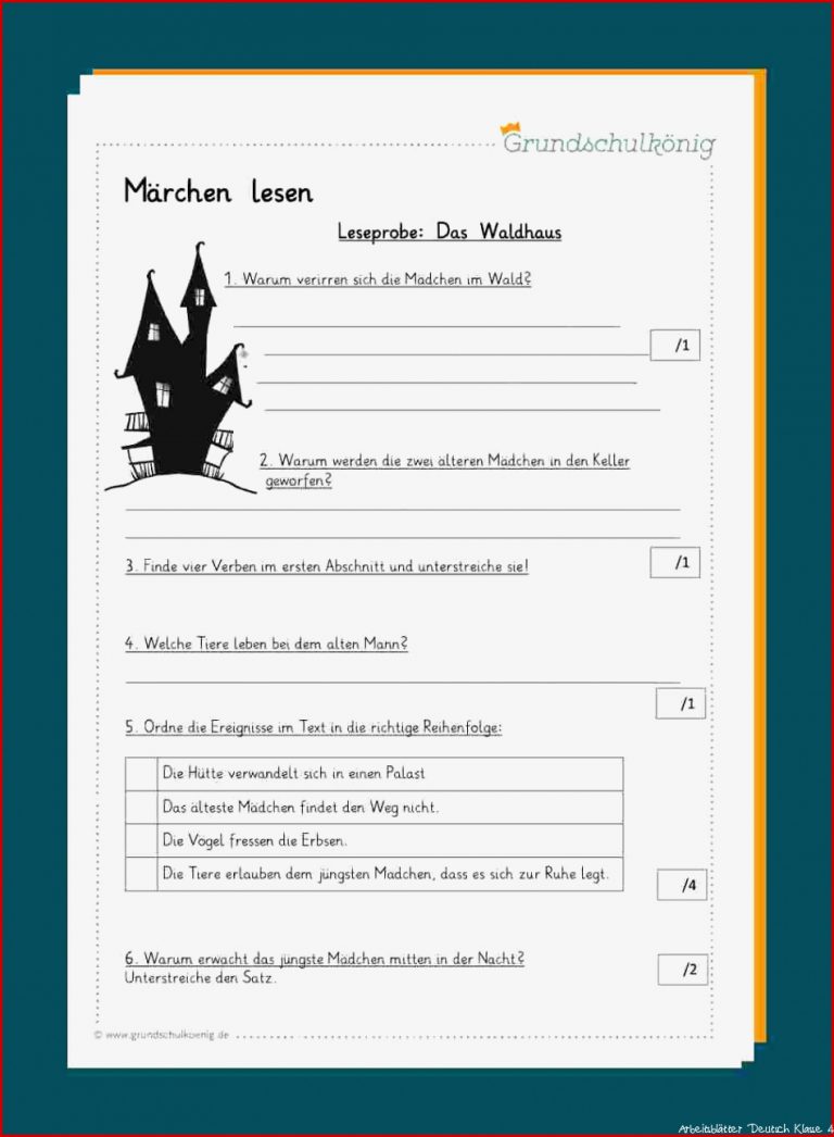 Lesekompetenz 4 Klasse Arbeitsblätter Kostenlos