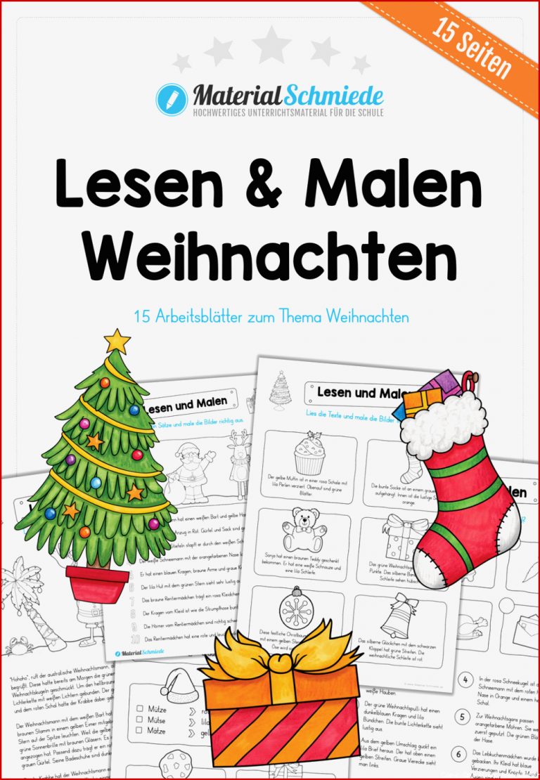 Lesen & Malen zu Weihnachten 15 Arbeitsblätter