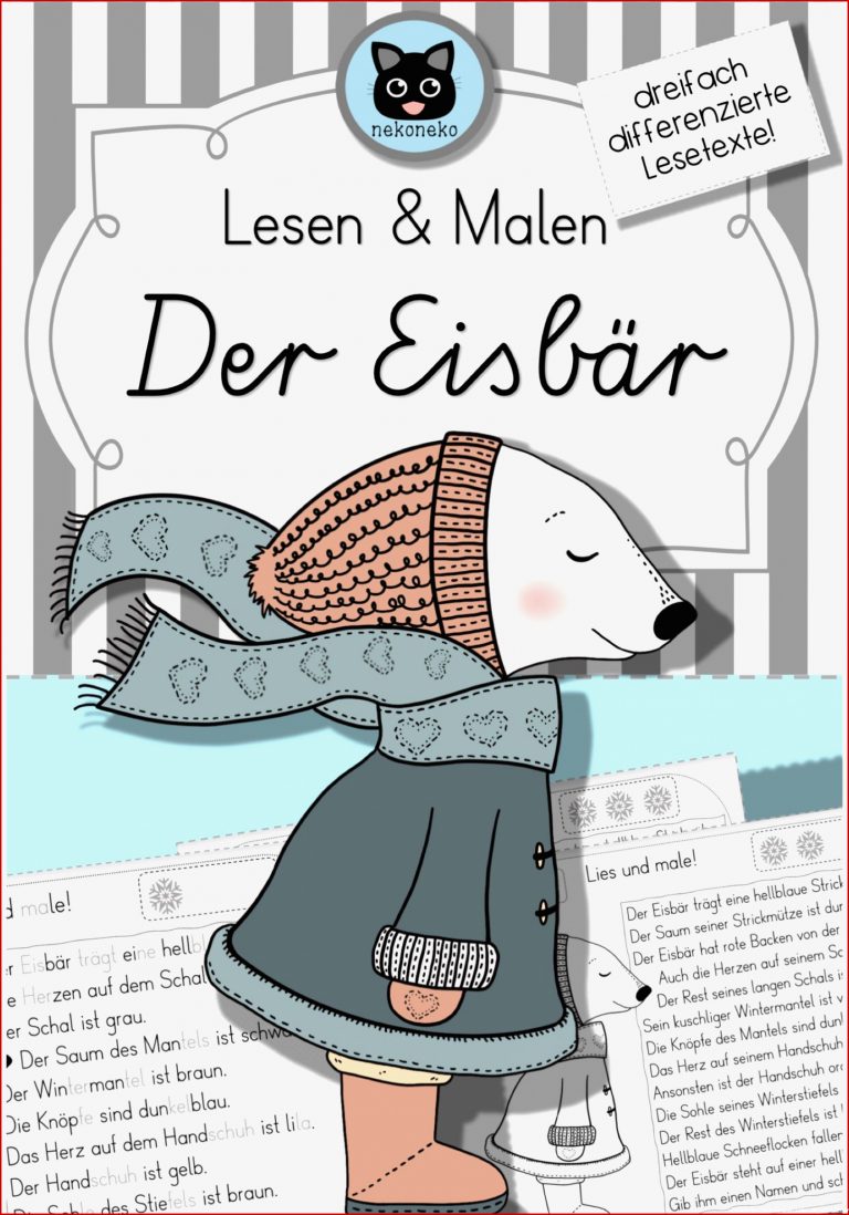 Lesen und Malen Der Eisbär dreifach differenziert