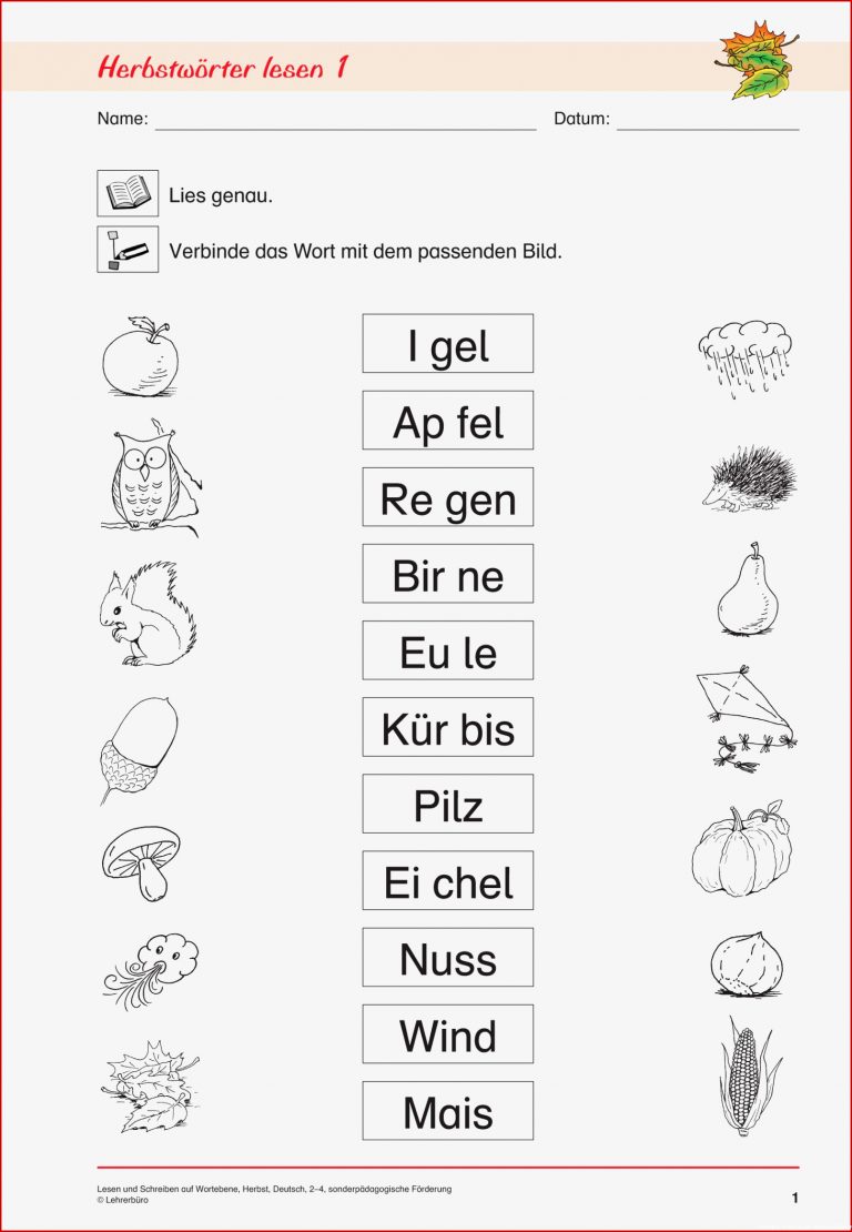 Lesen und Schreiben auf Wortebene Herbst Deutsch 2 4