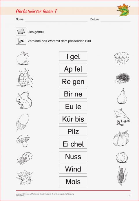 Lesen Und Schreiben Auf Wortebene Herbst Deutsch 2 4