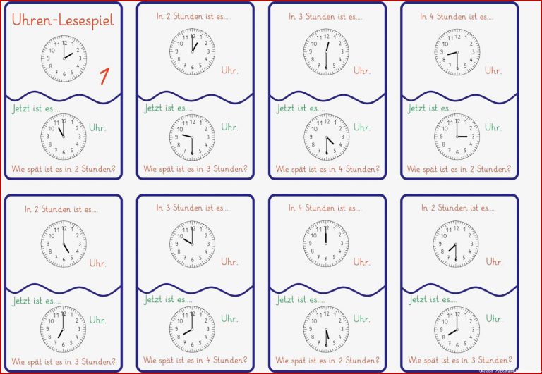 Lesespiele Uhrzeit Grundschule Uhrzeit Lernen
