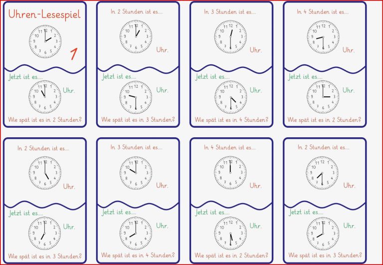 Lesespiele Uhrzeit Grundschule Uhrzeit Lernen