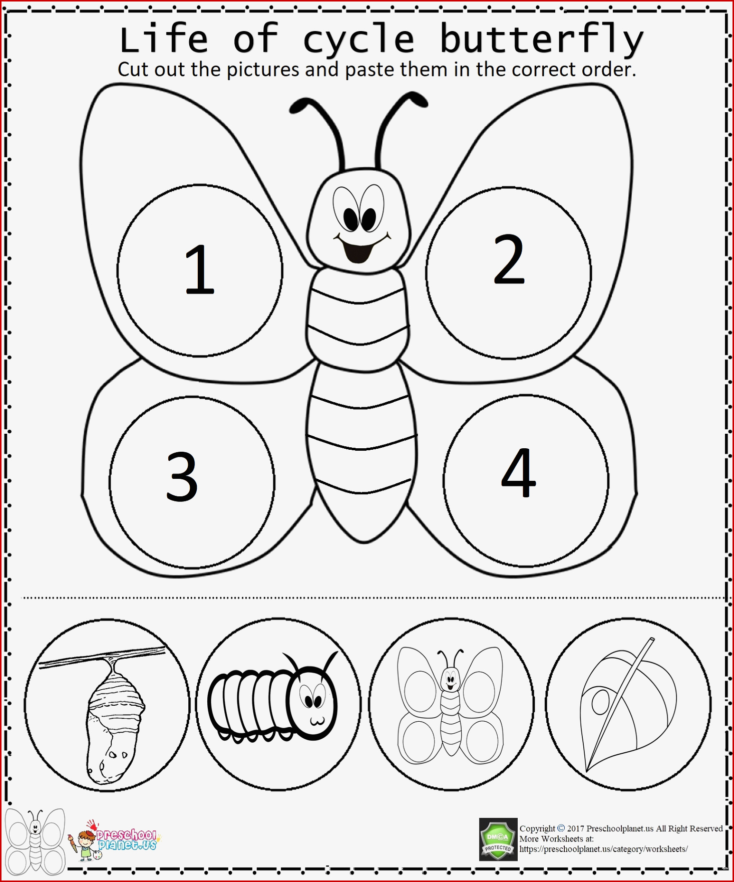 Life Cycle butterfly Worksheet – Preschoolplanet