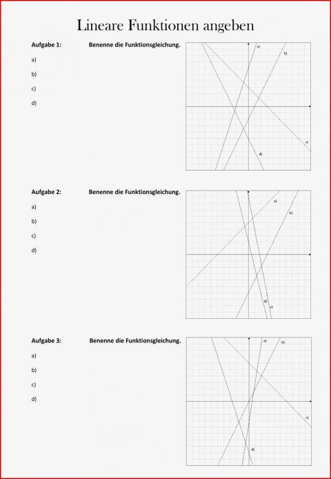 Lineare Funktionen Arbeitsblätter Worksheets