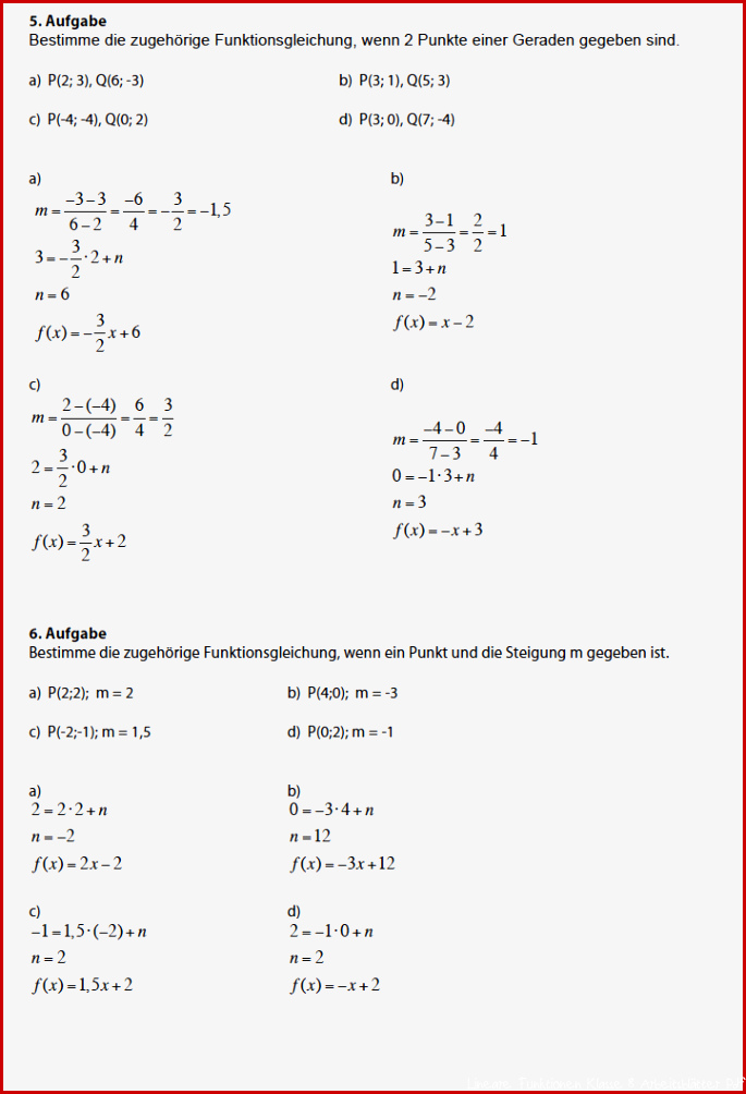 Lineare Funktionen Aufgaben PDF alle Arbeitsblätter