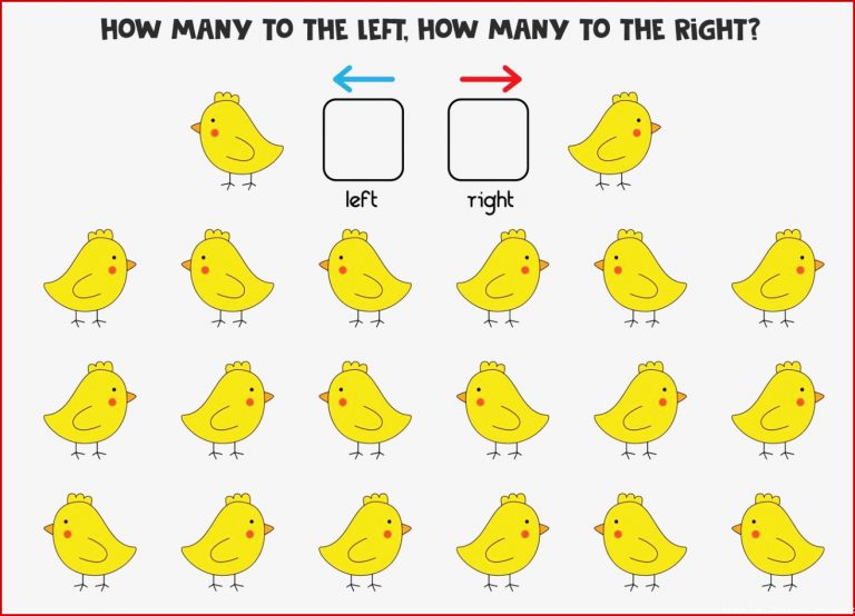 Links oder rechts mit süßem Huhn Logisches Arbeitsblatt