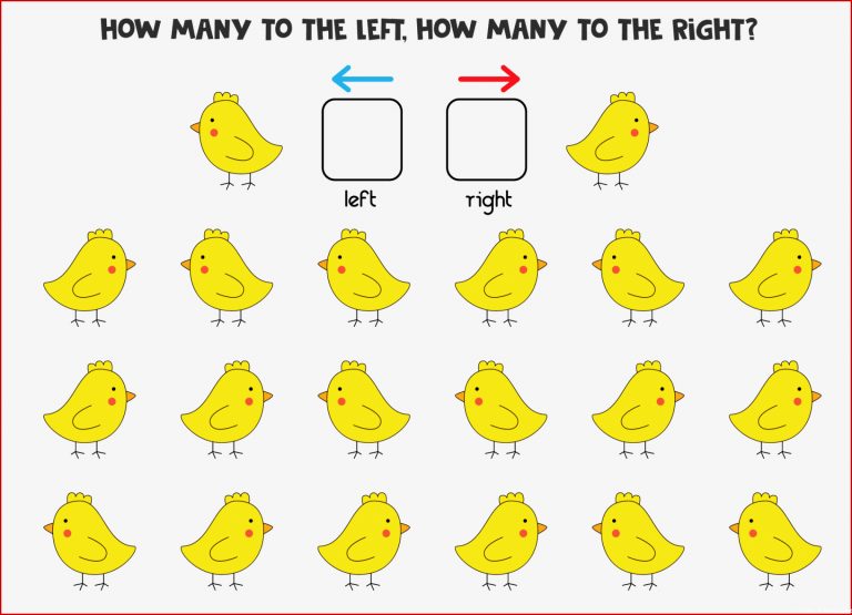 Links Oder Rechts Mit Süßem Huhn Logisches Arbeitsblatt