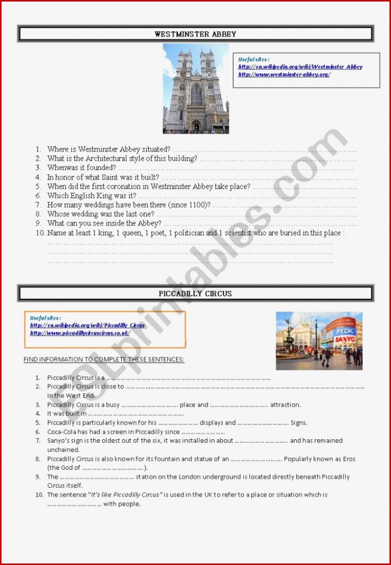 London sights ESL worksheet by khilbert