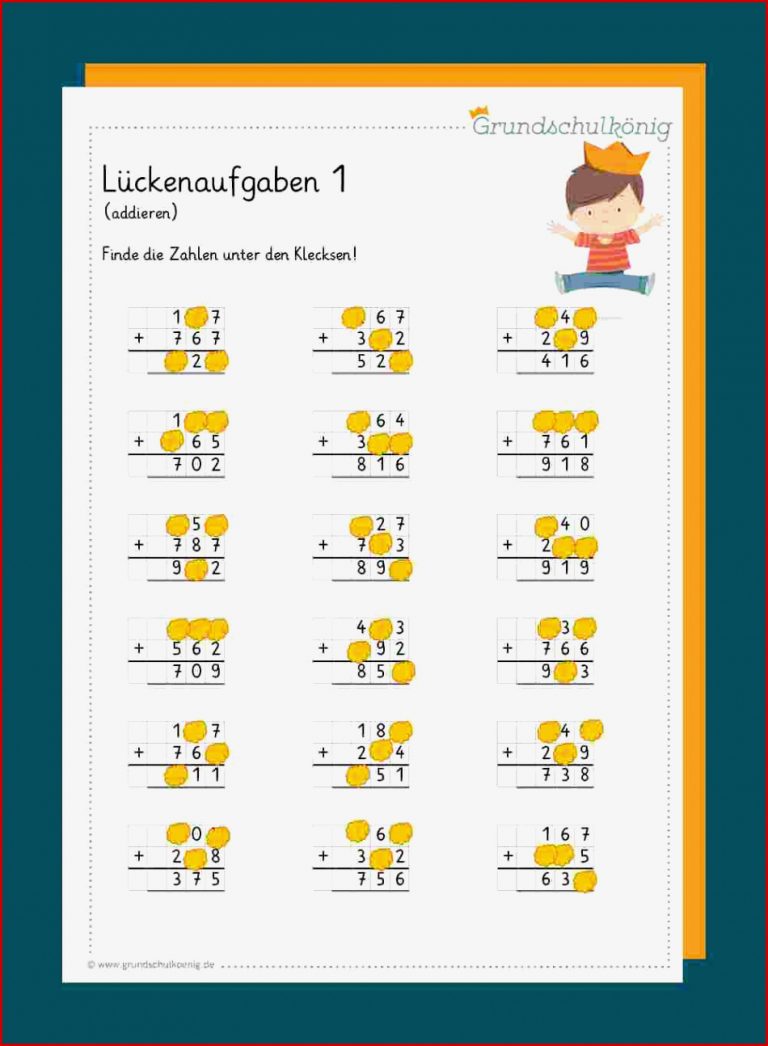 Lückenaufgaben Klecksaufgaben Schriftliches Ad Ren