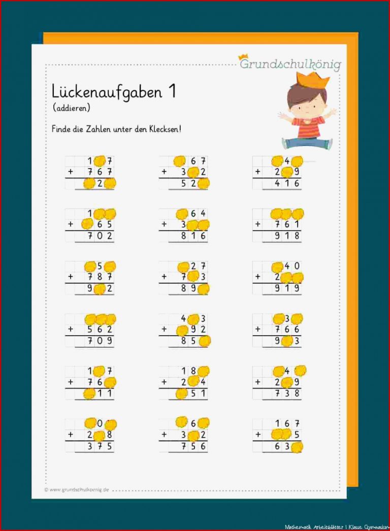 Lückenaufgaben Klecksaufgaben Schriftliches Ad Ren