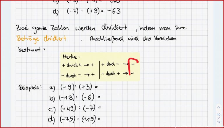 M5 8 Multiplikation Und Division Ganzer Zahlen