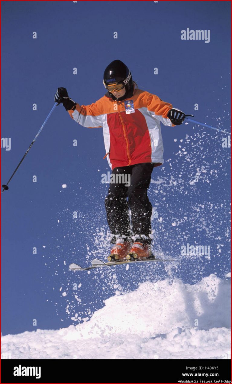 Mädchen Skifahren Riss Winter Freizeit Hobby