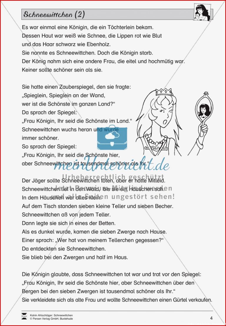 Märchen "schneewittchen" Texte In 3 Niveaustufen