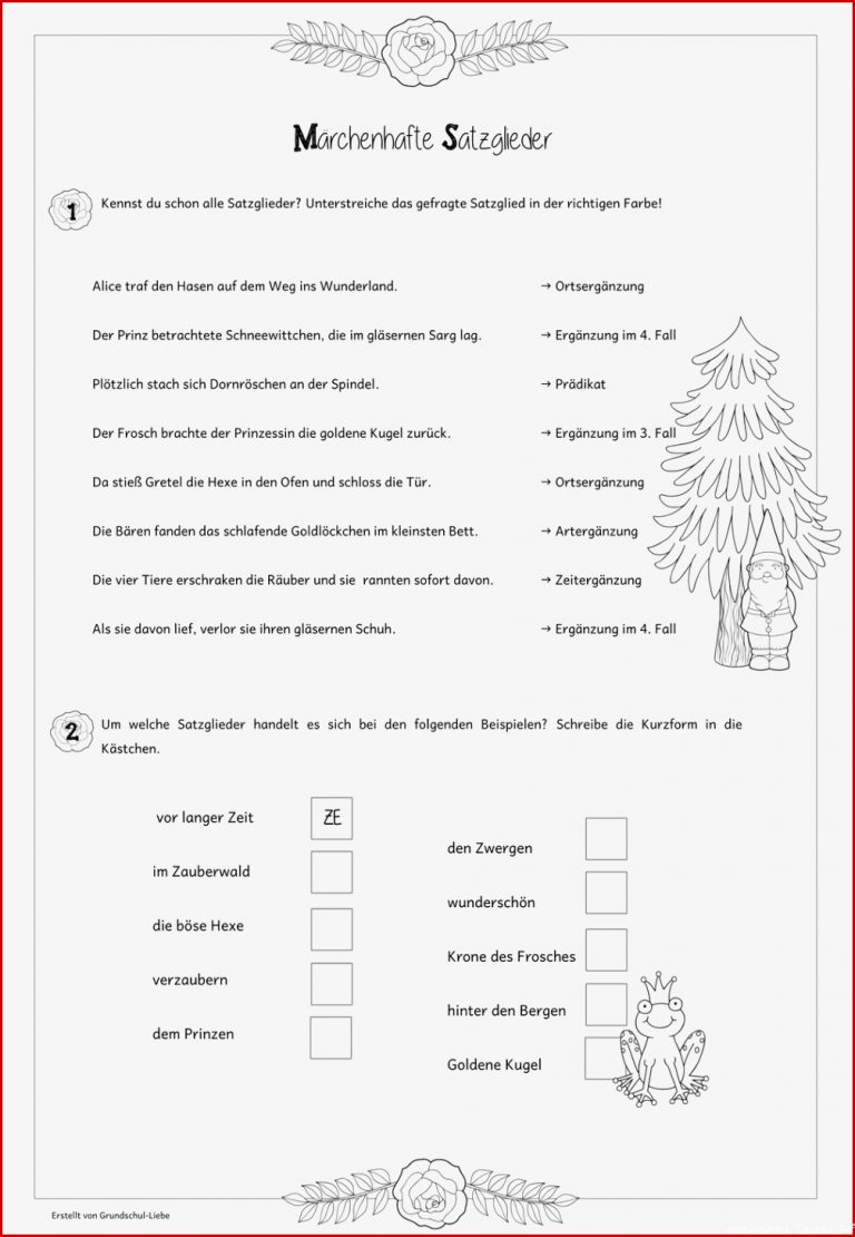 Märchenhafte Satzglieder – Unterrichtsmaterial Im Fach
