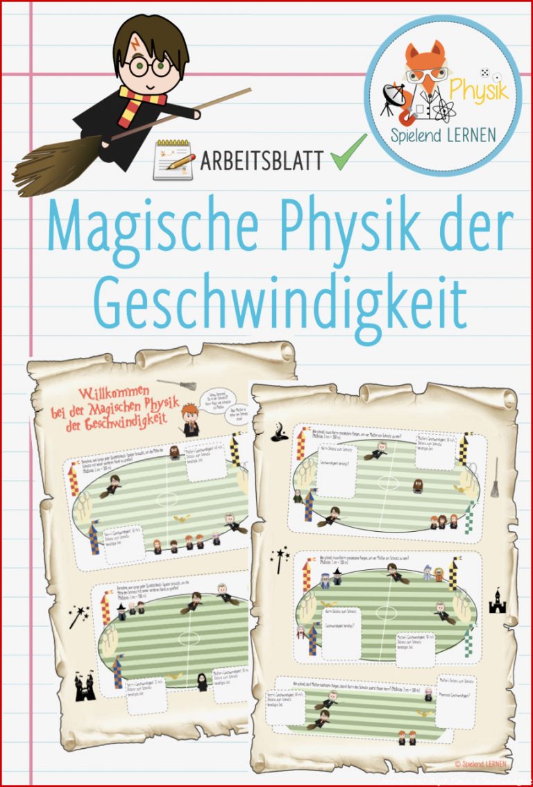 Magische Physik der Geschwindigkeit â Arbeitsblatt | Physik ...