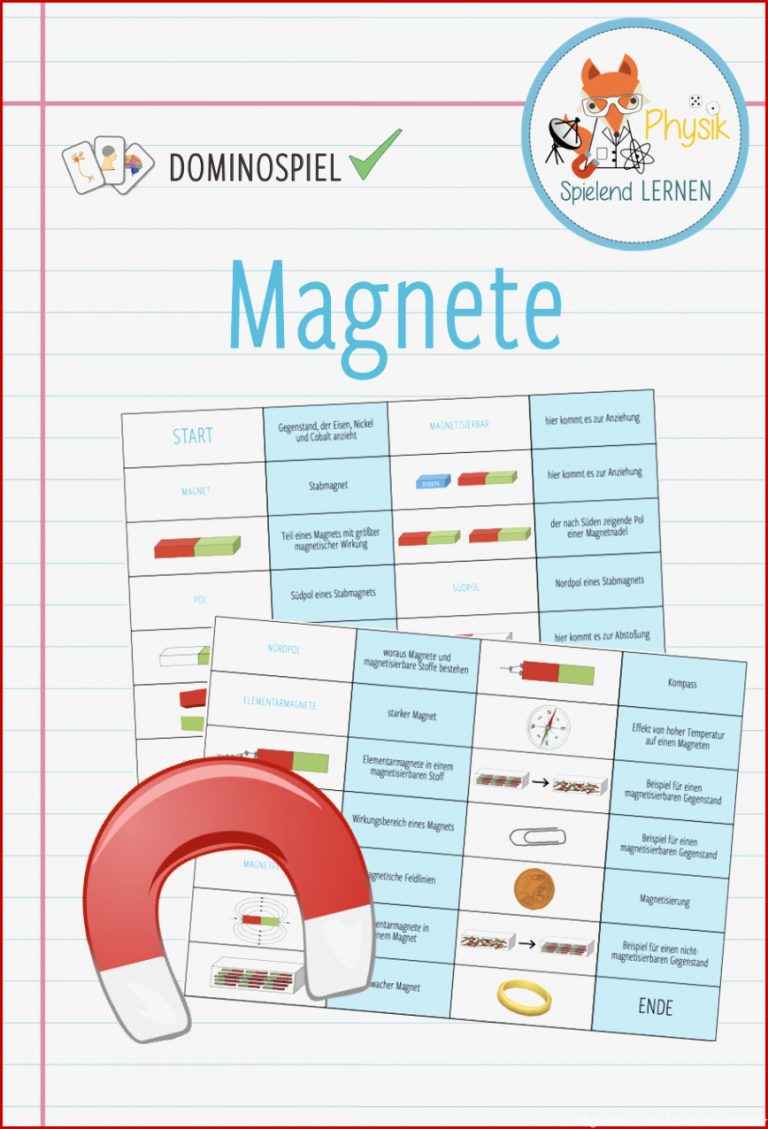 Magnete & Magnetismus – Domino Spiel – Unterrichtsmaterial