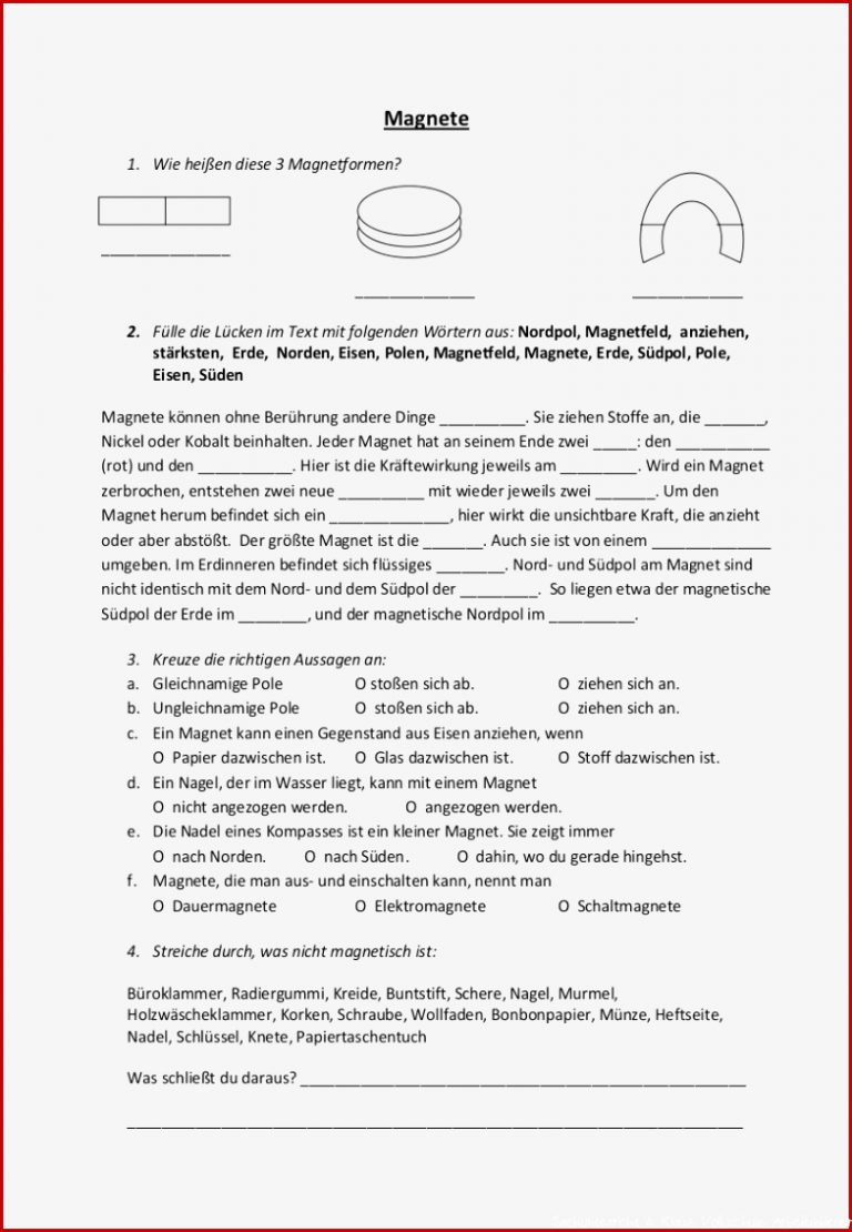 Magnetismus Grundschule