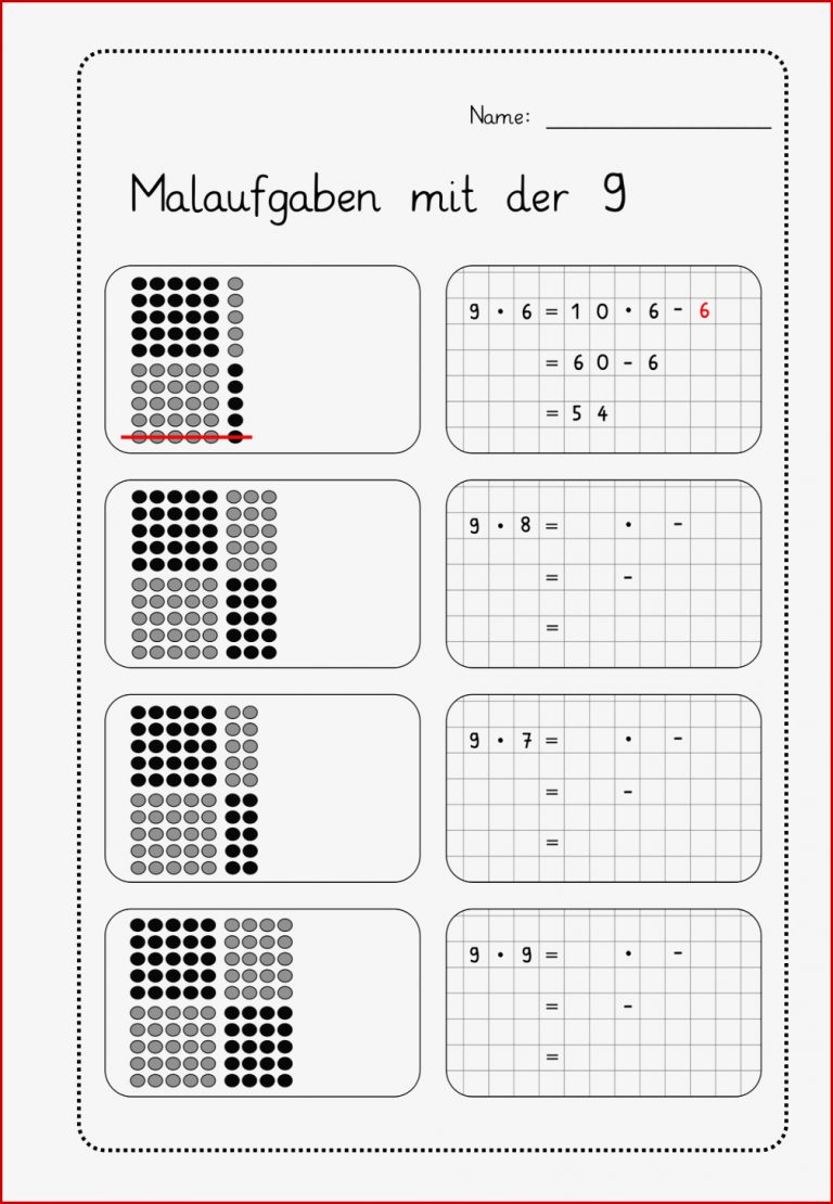 Malaufgaben Mit Der 9 Zerlegungs Strategie Einführen Und