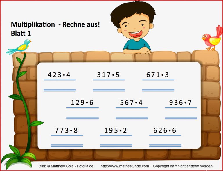 Malaufgaben üben Arbeitsblätter Multiplikation Mathefritz