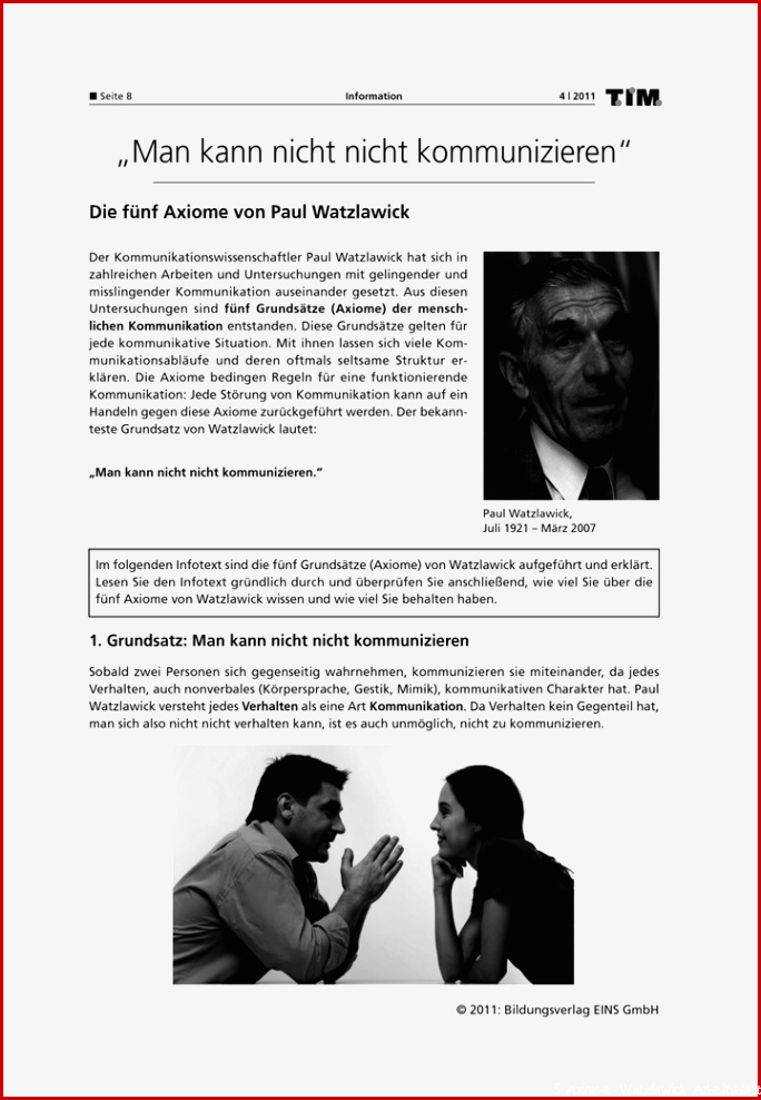 Man kann nicht nicht kommunizieren - Axiome von Paul Watzlawick ...