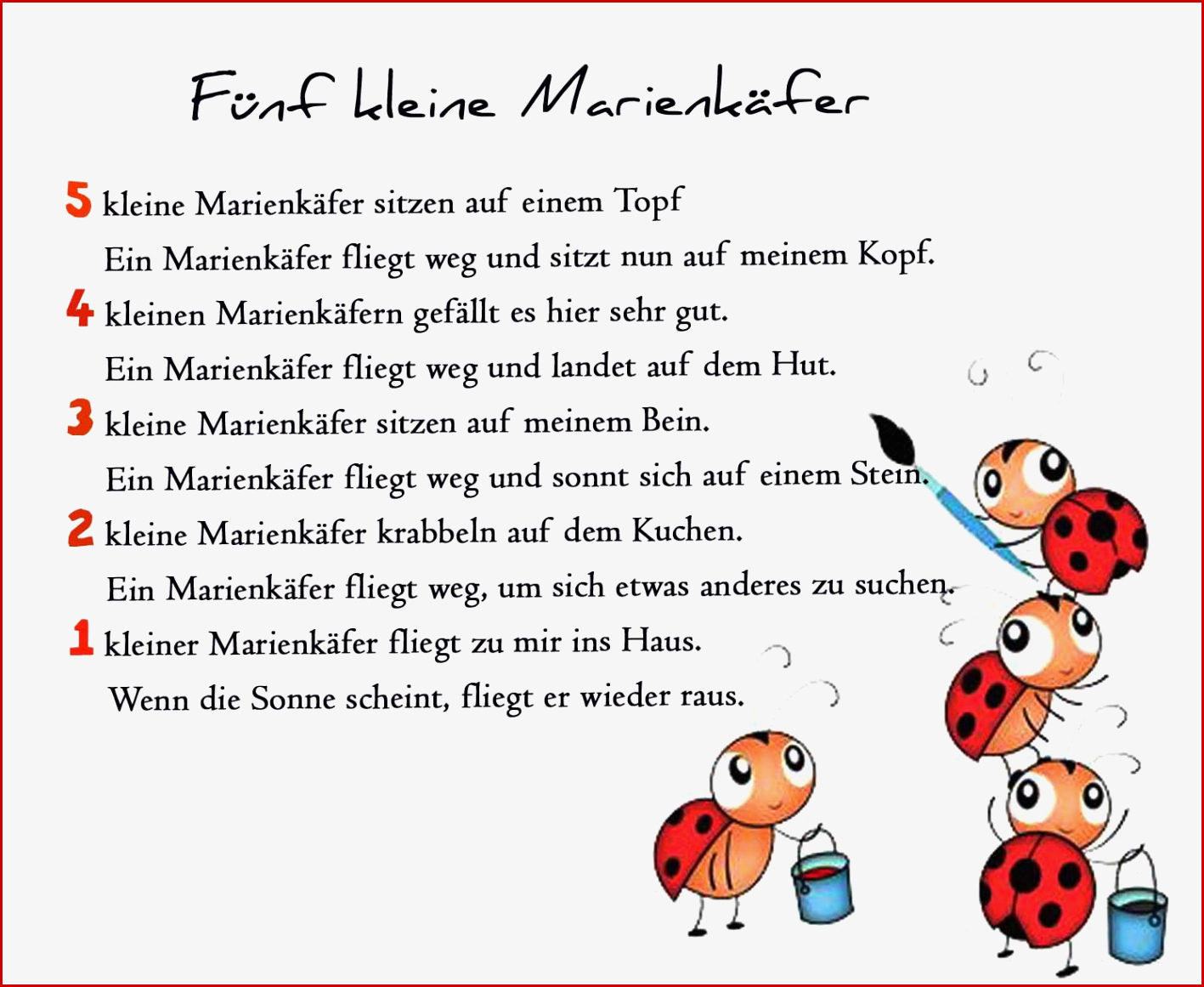 Marienkäfer Gedichte Reim Geschichte Kindergarten