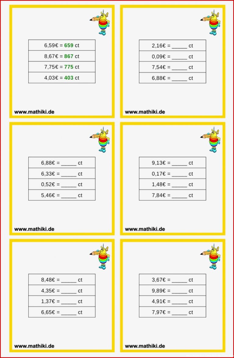 Maßeinheiten Umrechnen übungen Arbeitsblätter Worksheets