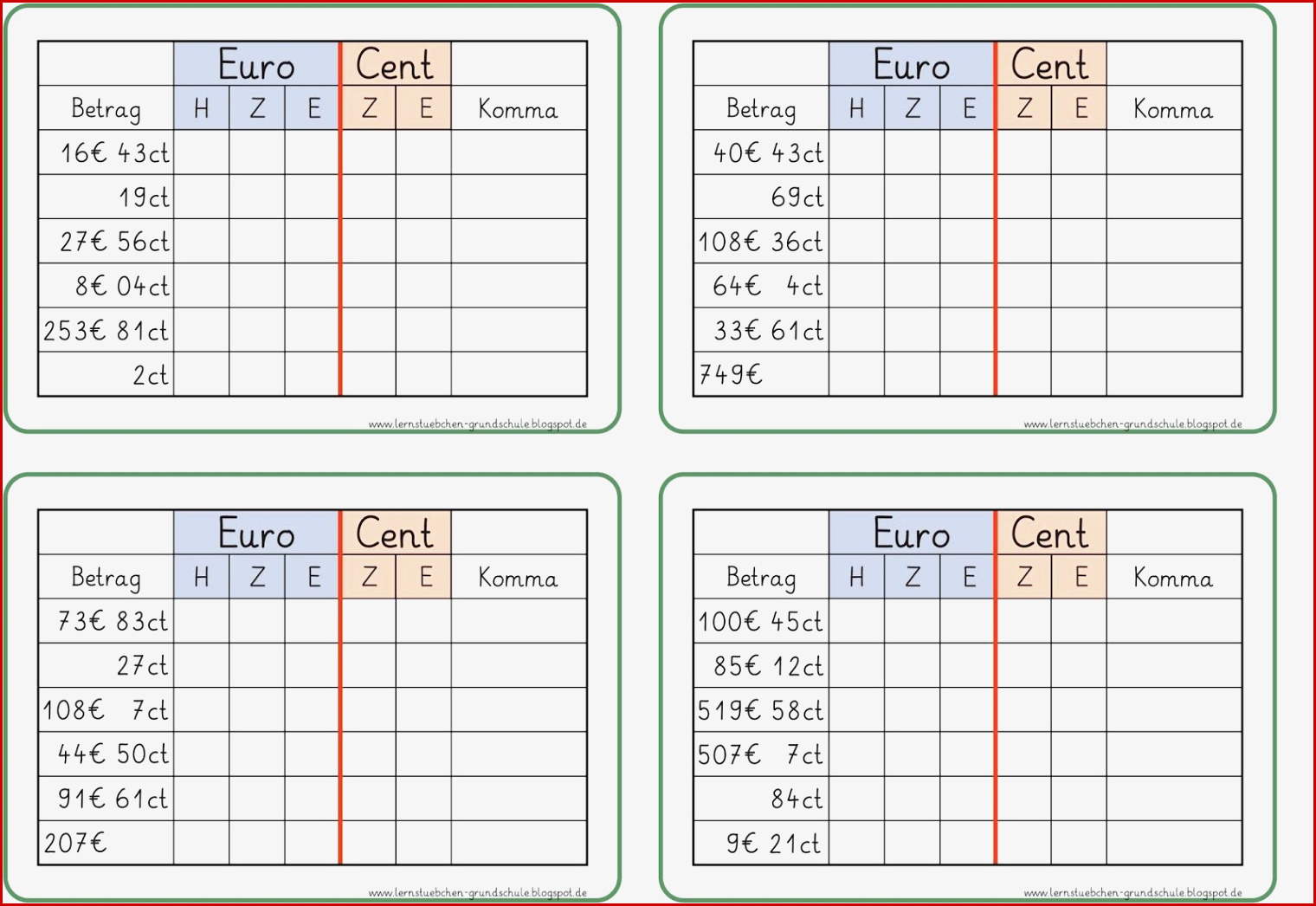 Maßeinheiten Umrechnen übungen Arbeitsblätter Worksheets