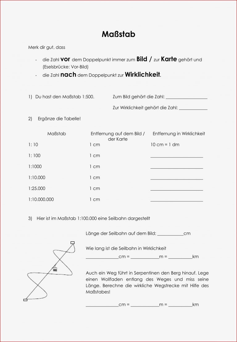 Maßstab 5 Klasse Arbeitsblätter Worksheets