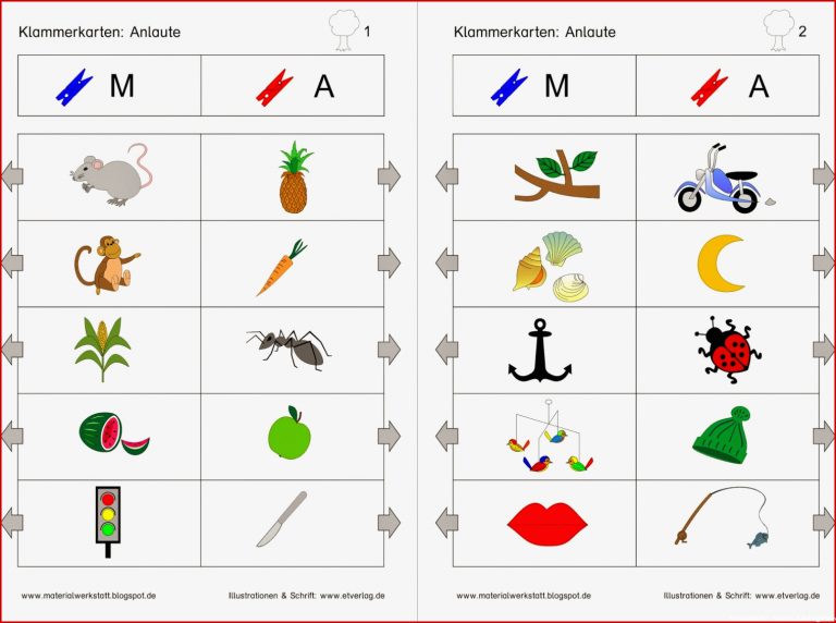 Materialwerkstatt Klammerkarten Anlaute