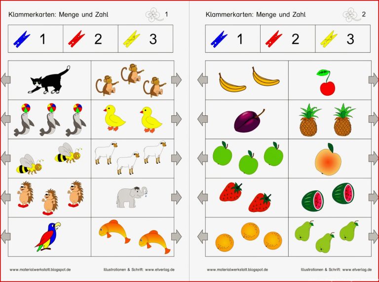 Materialwerkstatt Klammerkarten Menge Und Zahl