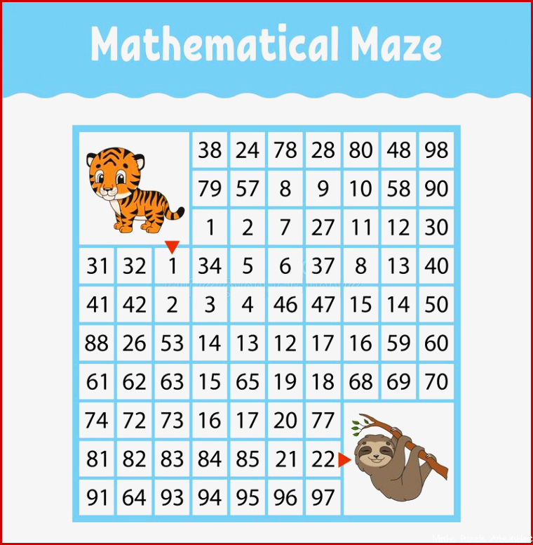 Math Maze Game For Kids Funny Labyrinth Education