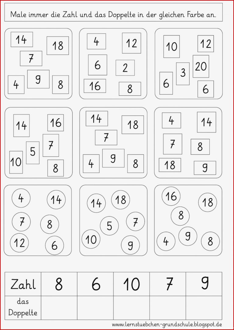 Mathe 2 Klasse Verdoppeln Halbieren übungsblätter