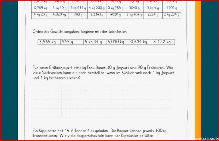 Mathe 3 Klasse Gewichte Arbeitsblätter Kostenlos Worksheets