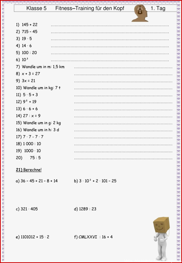 Mathe 5 Klasse Hauptschule Arbeitsblätter Worksheets