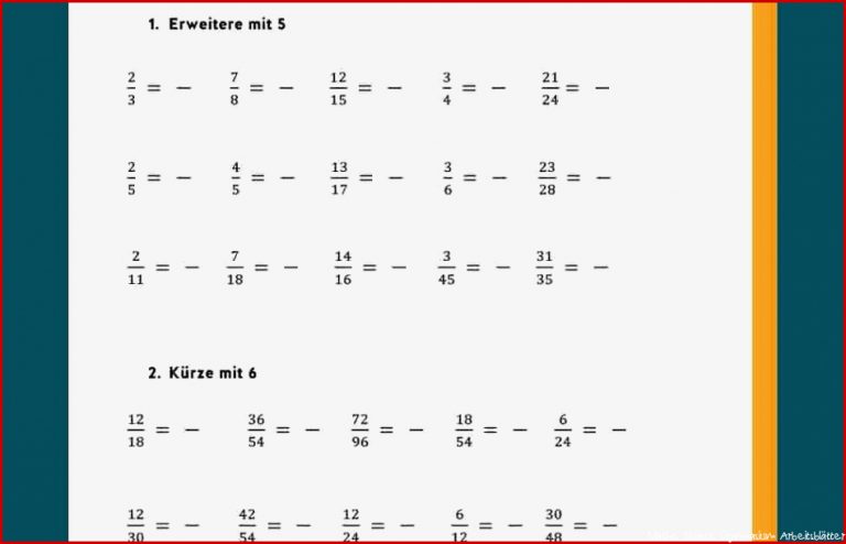 Mathe 6 Klasse Gymnasium Arbeitsblätter Brüche Carl