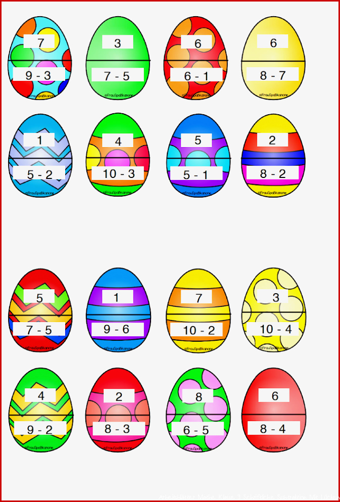 Mathe an Ostern Klasse 1 – Frau Spaßkanone