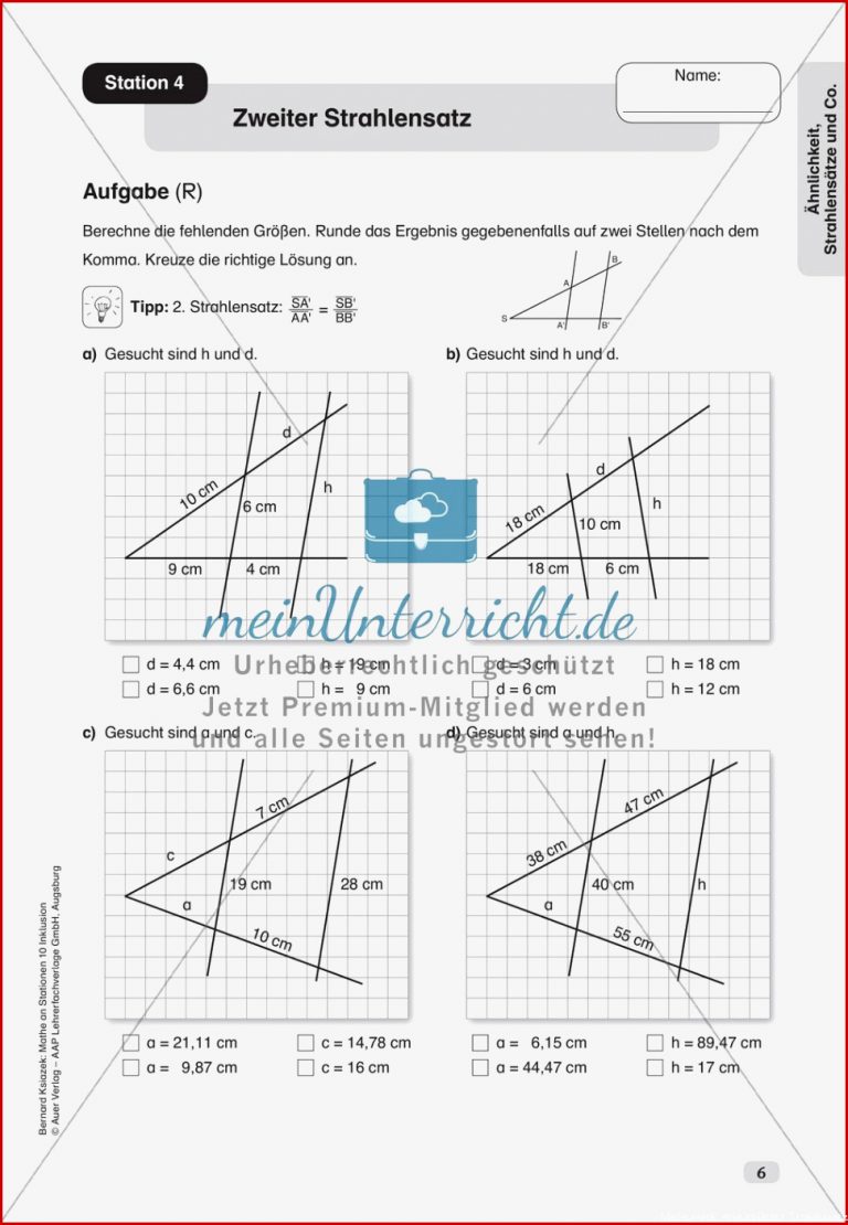 Mathe An Stationen Inklusion Ähnlichkeit Strahlensätze