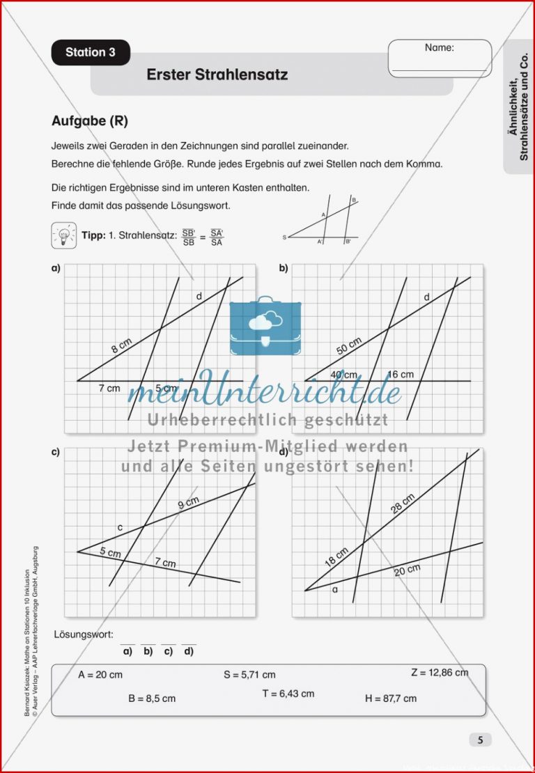 Mathe An Stationen Inklusion Ähnlichkeit Strahlensätze