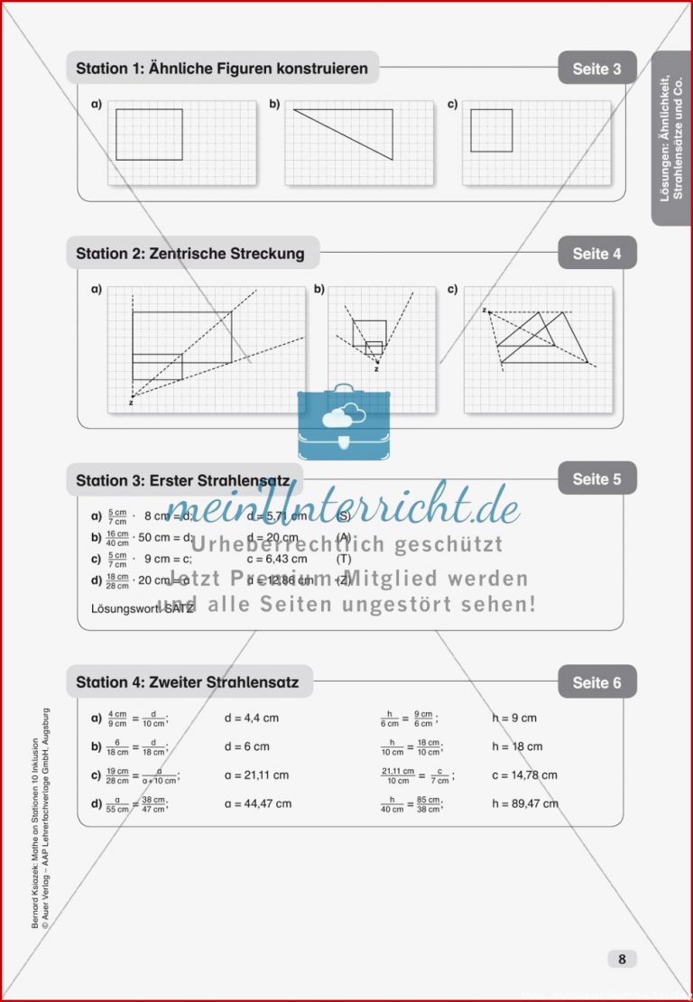 Mathe an Stationen Inklusion Ähnlichkeit Strahlensätze