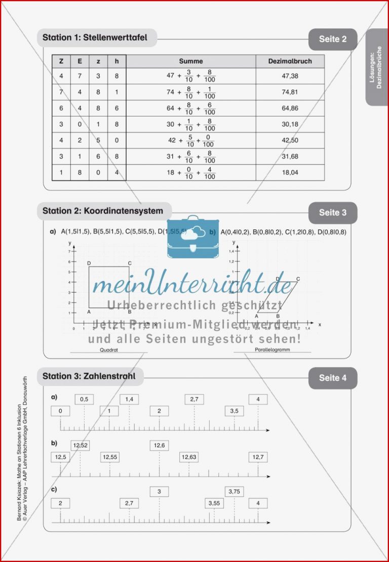 Mathe an Stationen Inklusion Dezimalbrüche meinUnterricht